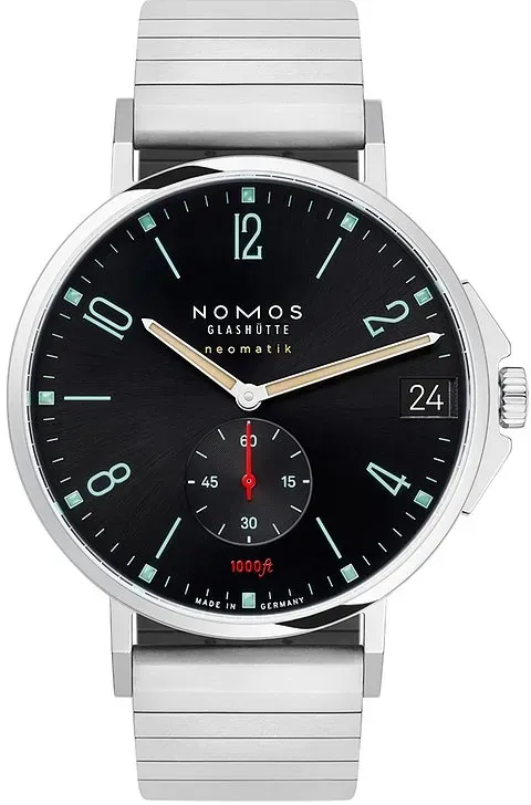 Nomos Glashütte Herrenuhr Tangente Sport neomatik 42 Datum blauschwarz 581 - silber