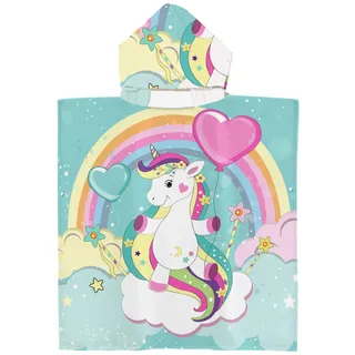 KERANEET Badeponcho mit Kapuze Poncho Handtuch Einhorn Badehandtuch Badeponcho 60 * 60cm Strandtuch Einhorn Poncho