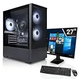 SYSTEMTREFF Office Komplett PC Set AMD Ryzen 5 5500GT 6x4.4GHz | Radeon RX Vega 7 4K | 512GB M.2 NVMe | 16GB DDR4 RAM | Windows 11 | 27 TFT Monitor | Desktop Paket Computer Rechner für Büro Business