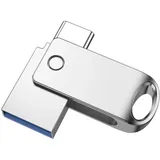 1 Stück USB C Stick 128GB USB Stick USB C 2.0 Mini USB-Stick Typ C 2 in 1 USB C SpeicherstickOTG USB Sticks Metall Wasserdichtes Flash Laufwerk für Handy Mac OS Android Linux Windows 7/8/10/11 Silber