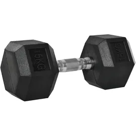 Homcom Hexagon Griff Gerändelt Gewichte Metall Gummi Schwarz 1 x 15 Kg