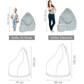 DreamRoots Sitzsack, Hellgrün, Pastellgrün, Textil, 80x120x80 cm, Oeko-Tex® Standard 100, Wohnzimmer, Hocker, Sitzsäcke, XXL Sitzsäcke