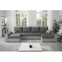 Praktische U-Form Couchgarnitur PARI – hellgrau/grau - Grau