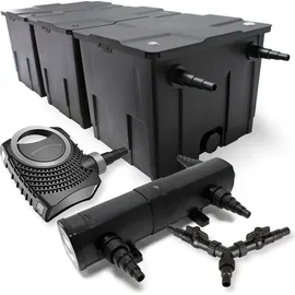 Wiltec SunSun Komplettset: CBF-350C Teichfilter bis 90000 L Teichfilteranlage als Durchlauffilter, NEO10000 SuperECO Teichpumpe 10000l/h 80W, CUV-224 Teichklärer Uvc Klärer mit 24w, Y-verteiler