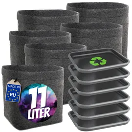 homegrow24 Pflanztöpfe viereckig 11 L grau 6er Set