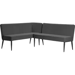 Eckbank HOME AFFAIRE "LENZROSE", grau (anthrazit, schwarz), B:204cm H:86,5cm T:61,5cm, Polyester, Sitzbänke, mit Taschenfederkern, schwarzes Metallgestell, Breite 202 cm