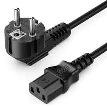 deleyCON 3,0m Kaltgerätekabel Netzkabel Stromkabel Schutzkontakt Stecker Typ F (CEE 7/7) 90° Gewinkelt auf Kaltgerätekupplung C13 Buchse PC Computer Monitor Drucker Beamer - Schwarz