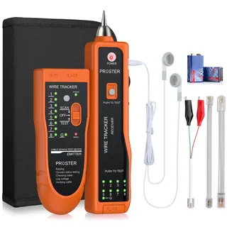 Proster Netzwerkkabel Wire Tracker XQ 350 mit Kopfhörer Hochempfindlicher Handheld Telefonkabeltester Wire Tracker für LAN Ethernet BNC RJ45 RJ11 Tester -Orange