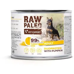 RAW PALEO Truthahn&Kabeljau Adult 200g Nassfutter für Hunde Duoprotein Truthahn & Kabeljau