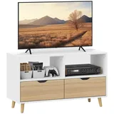 Homcom TV Schrank Lowboard 99 x 39 x 58,3 cm Weiß Spanplatte