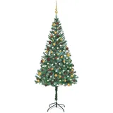 vidaXL Künstlicher Weihnachtsbaum mit LEDs Kugeln Zapfen 180 cm