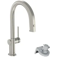 Hansgrohe Aqittura M91 Küchenarmatur, mit FilterSystem 210, Ausziehauslauf, 1jet, sBox, Edelstahl Finish