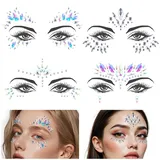 Glitzersteine Gesicht Festival Edelsteine Strasssteine Schmucksteine Selbstklebend Glitzer Face Sticker für Party Karneval Halloween