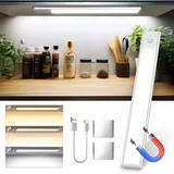 30CM Unterbauleuchte Küche LED, Schranklicht mit Bewegungsmelder, 52 LEDs 3 Farbmodi Dimmbar, 3000mAh USB Wiederaufladbares, Schranklicht Schrankleuchte LED Leiste Für Treppe, Garderobe-1 Stück