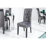 Riess-Ambiente Stuhl CASA - grau Samt mit Zierknöpfen Massivholzbeine Esszimmer modern