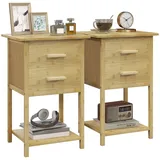 Homcom 2er-Set Nachttisch mit Schublade Griff Natur 40 x 34 x 60 cm