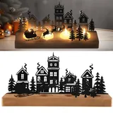 Kerzenhalter Adventskranz für 3.8cm Teelicht, Kerzenständer Weihnachten Kerzentablett Metall mit Holz Haltern, Tisch Adventsdeko für DIY Adventskranz Deko, Weihnachten Kerzenteller(Schwarz)