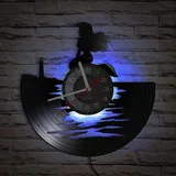 Smotly Vinyl Wanduhr Meer Meerjungfrau Design Wanduhr mit LED Nachtlicht Kreative Dekoration Wand Wanduhr Geschenk