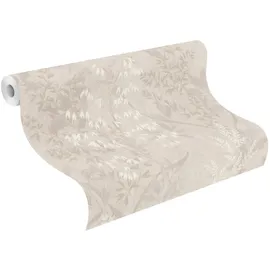 Rasch Textil Tapete 285000 - Helle Papiertapete mit kleinen Pflanzen in Beige - 10,05m x 0,53m (LxB)