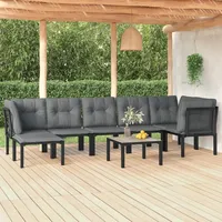 Ankonbej 8-tlg. Garten-Lounge-Set Schwarz und Grau Poly Rattan