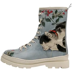 Stiefelette DOGO "Gisele Let's Find A Place To Get Lost Damen Stiefel / Female", Damen, Gr. 37, Normalschaft, blau (blau, rot), Lederimitat, Schuhe, Vegan