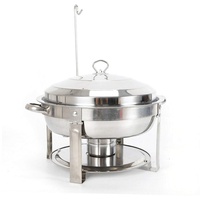 ROGONPDK Runder Chafing Dish Speisewärmer aus rostfreiem Stahl, Edelstahl Chafing Dish Set Chafing Dish rund Speisenwärmer