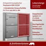 AL Briefkastensysteme 24 Fächer Premium Edelstahl Stand Briefkasten Anlage für Post A4 modern, robust, wetterfest, Artikelnummer: 331V24S6