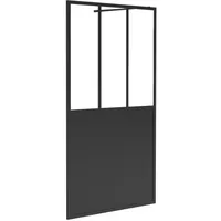 vente-unique Duschtrennwand Seitenwand italienische Dusche - Schwarz matt - Industrial Style - 140 x 200 cm - URBANIK
