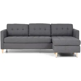 VCM Marino Sofa, Chaiselongsofa Rechts oder Links Gewendet in hellgrauen Stoff mit Holzbeinen.