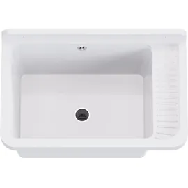 QLS Ausgussbecken Spülbecken Waschtrog Waschbecken Garage Werkstatt Kammer Outdoor 10847 - Weiß