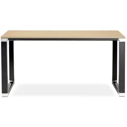 Kadima Design Computertisch  140x70x74 cm  Platzsparend Elegant Minimalistisch  Beige-Schwarz  Schreibtisch für moderne Büros  Melaminholz