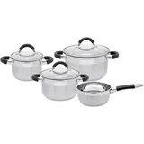 ELO Topfset Basic Black Steam 4tlg, Pfanne + Kochtopf, Silber