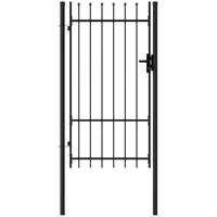 vidaXL Gartentor Einzelflügel 1 x 175 cm Schwarz/Stahl