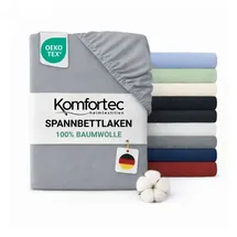 Komfortec Spannbettlaken Jersey 180 x 200 cm grau