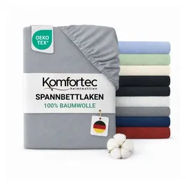 Komfortec Spannbettlaken Jersey 180 x 200 cm grau