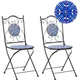 Beliani Cigliano Gartenstuhl 40 x 40 x 90 cm blau/schwarz 2 St.