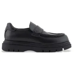 Armani Exchange für Herren. XUA004XV87400002 Schwarzes Leder Loafer Loafers (40.5), Wohnung, Keine, Lässig