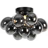 Qazqa - Design Deckenleuchte I Deckenlampe I Lampe I Leuchte schwarz mit Rauchglas 3-flammig-Licht - Uvas I Wohnzimmer I Schlafzimmer - Kugel I Kug... - Schwarz