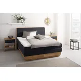 otto home Boxspringbett OTTO HOME "Jenna", schwarz (carbone), B:184cm L:216cm, Komplettbetten, Boxspringbett, ohne LED-Beleuchtung, mit zertifizierten, recycelten Bezugsstoffen