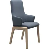 Polsterstuhl STRESSLESS "Laurel", blau (sparrow blau paloma, eiche gekalkt), B:58cm H:105cm T:60cm, Leder PALOMA: PALOMA ist ein durchgefärbtes Semianilin-Möbelleder mit natürlicher Narbung., Stühle, Polsterstuhl, High Back mit Armlehne, Größe L, mit abgerundeten Beinen in Eiche