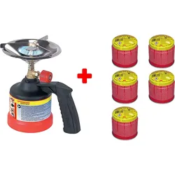 Rothenberger Industrial Scout Campingkocher inkl. 5x C200 Gaskartusche Set