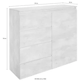 Home Affaire Highboard 120 x 105 x 40 cm Weiß hochglanz