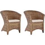 Krines Home Cocktailsessel 2er Set Rattan Sessel Ken Cocktailsessel Lounge Wohnzimmer Sessel (2-St), Clubsessel Rattansessel grau