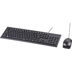 Hama Cortino USB Tastatur, Maus-Set Ergonomisch Deutsch, QWERTZ, Windows® Schwarz