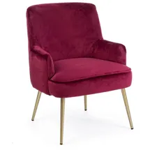 BIZZOTTO Sessel Clelia in Samt-Optik, modern und gepolstert, Rot Weinrot, goldfarbenes Metallgestell
