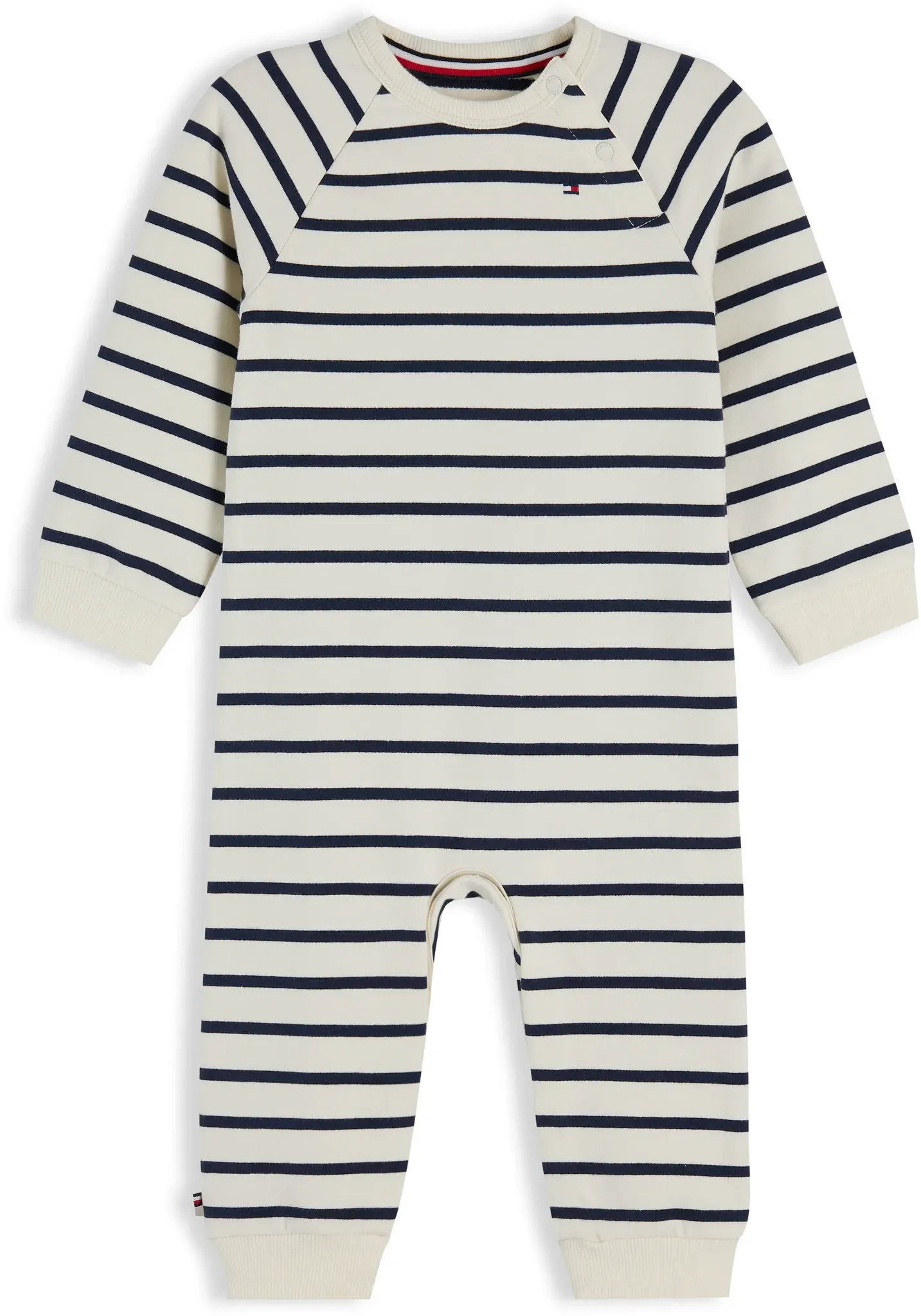 Strampler TOMMY HILFIGER, Mädchen, Gr. 68, N-Gr, weiß stripes, Jersey, Obermaterial: 95% Baumwolle, 5% Elasthan, gestreift, regular fit normal, Rundhals, eingesetzt gerader Abschluss, Overalls, für Babys