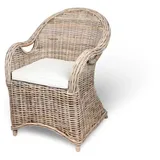 Rattansessel mit Sitzkissen Sessel grau Stuhl Rattan Korbsessel Esszimmerstuhl