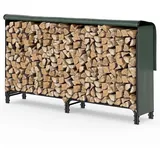 VOUNOT Kaminholzregal Aussen Metall, mit wasserdichte Abdeckung, 200x116x36 cm,