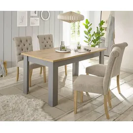 furn.design Esstisch "Rideau" in grau Eiche Artisan, Holzwerkstoff, Nachbildung,Eiche, Uni, Holz Optik, Rechteckig, eckig, 90x76x160 cm - Grau/Naturbelassen