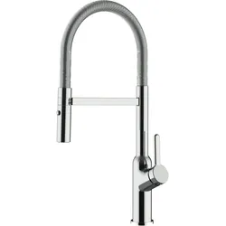 Vizio Wasserhahn Küchenarmatur Spültischmischer BOD, Verchromt, mit 360° schwenkbarem Stahlfeder Auslauf und abnehmbare 2 strahl Handbrause